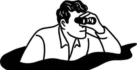 Fototapeta premium Analyzing investment risk levels with binoculars sketch for financial insight