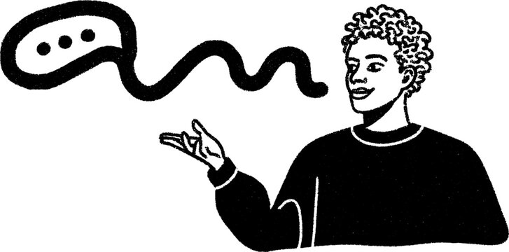 Communication and project updates in modern workspaces - hand drawn concept for collaborative interaction