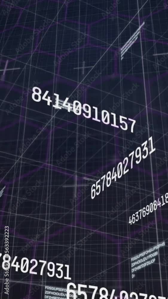 Poster animation of network of connections and data processing on black background