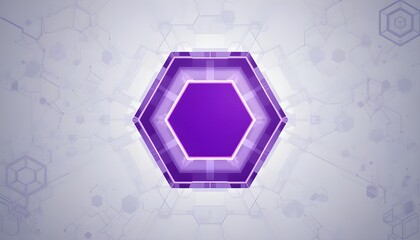 3D Purple Hexagon Futuristic Grid Background with Glowing Digital Style