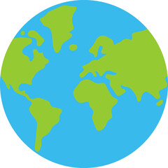 Flat Globe Earth Icon with Continents