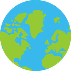 Flat Globe Earth Icon with Continents