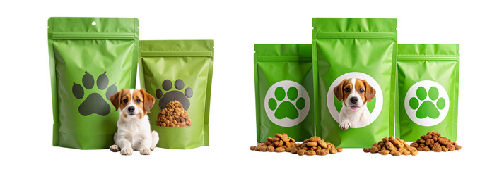 Collection of Assorted pet supplies mockups dog treats bones and neutral packaging for market delivery and commercial display studio still life