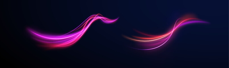 PNG modernity glowing neon light fast moving vibrant wave abstract background dynamic energy colourful pattern design motion speed curving twisting line blue pink purple wallpaper power


