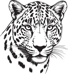 Obraz premium Majestic Leopard Portrait: This stunning image showcases a powerful and detailed portrait of a leopard, exuding an air of regality and strength through its intricate patterns and captivating gaze.