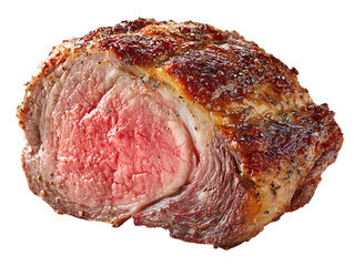 Roasted Beef Cut Sliced Showing Pink Interior Detail isolated on a transparent background meat