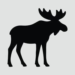 Silhouette moose majestic wild animal side view vector illustration