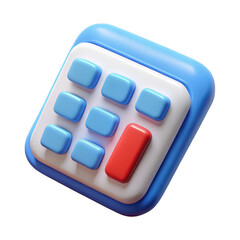 3d render of a cartoon calculator isolated on transparent background
