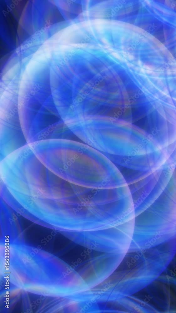 Poster abstract shapes in shades of blue swirl and blend together, creating a captivating display that ench