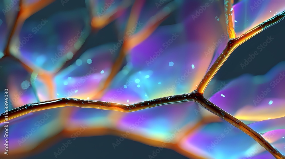 Poster vibrant iridescent crystal macro photography with rainbow colors and bokeh effects showing natural m