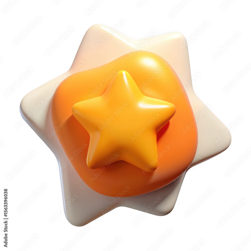 Poster 3d abstract star shape design isolated on transparent background