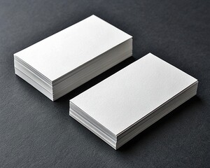 Fototapeta premium Empty white business cards on a light black background 