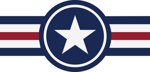 Vector military emblem with star and stripes in patriotic colors