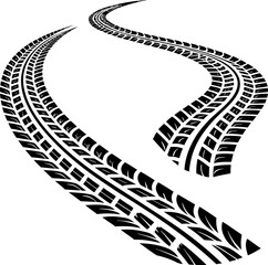 Silhouette of Tire Tracks on Road