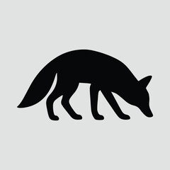 Silhouette of a fox sniffing the ground vector illustration