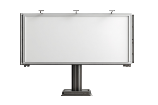 Blank billboard outdoor advertising white space metal structure, isolated on a transparent background