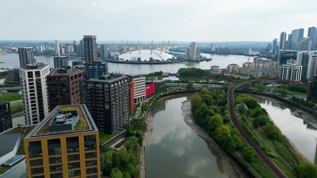 Aerial view of the O2 Arena, United Kingdom.