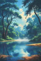 sunset over the river