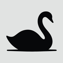 Silhouette of a graceful swan floating on water vector illustration
