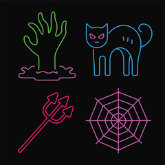 Bright Color Neon Halloween Icons