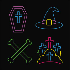 Bright Color Neon Halloween Icons
