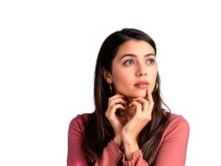 Thoughtful Portrait of a Brunette Woman