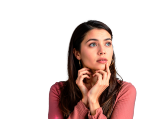 Thoughtful Portrait of a Brunette Woman