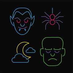 Bright Color Neon Halloween Icons