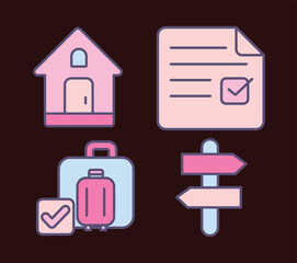 Retro Tourism Icon Illustrations