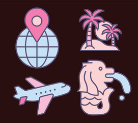 Retro Tourism Icon Illustrations