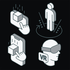 Isometric Monochrome Virtual reality Icons