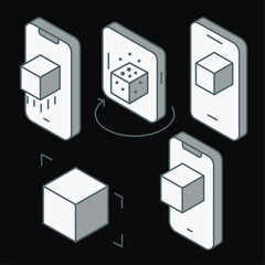 Isometric Monochrome Virtual reality Icons