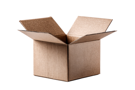 Open Cardboard Box on Black Background Product Packaging Delivery Shipping, isolated on a transparent background