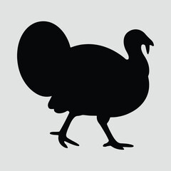 Silhouette of a walking turkey farm animal vector illustration