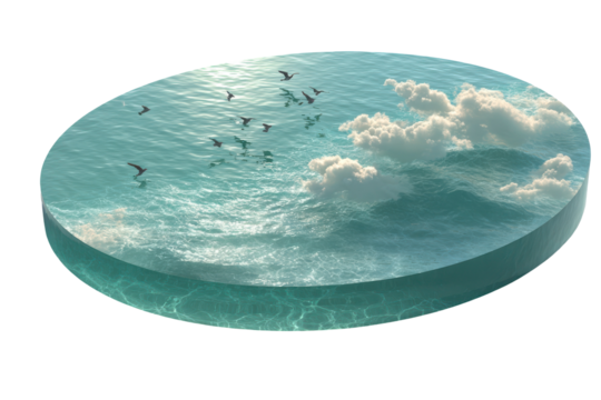 Ocean Sky Birds Flight Water Clouds Tranquility, isolated on a transparent background