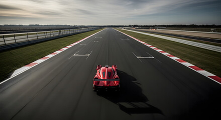 Race car driver's perspective speeding on a track, hands on the steering wheel, showcasing speed and motion.