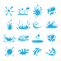 Water drops, liquid droplet, splash, wave, raindrop design element, vector illustration