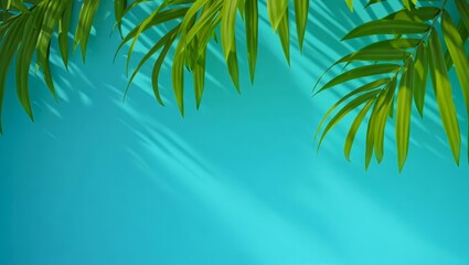 Fototapeta premium palm leaf shadow on abstract white sand beach background sun lights on water surface beautiful abstract background.