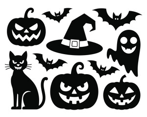 Halloween Cartoon Vector Icon Set – Spooky & Fun Hand-Drawn Illustrations