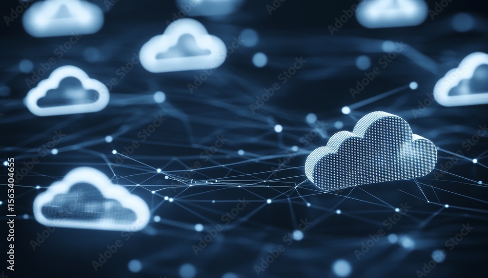 Poster cloud computing visualization innovative connectivity and seamless data transfer in technology
