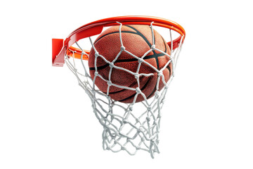 Basketball Swishing Through Net Orange Hoop Success Sport Game isolated on a transparent background