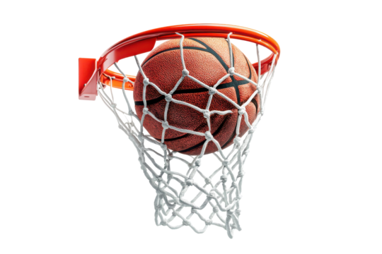 Basketball Swishing Through Net Orange Hoop Success Sport Game isolated on a transparent background