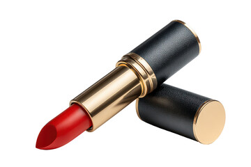 Fototapeta premium Red Lipstick Luxury Cosmetic Gold Black Beauty isolated on a transparent background