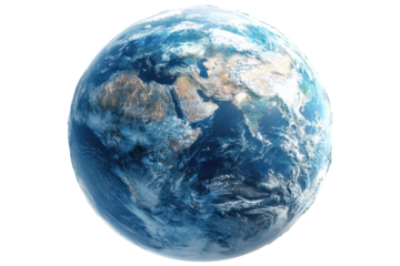Earth from Space Blue Planet View, isolated on a transparent background