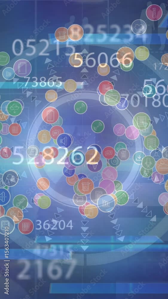Poster animation of data processing over blue background