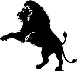 Lion Silhouette Vector  Black Wild Animal Clipart on White Background