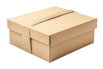 Cardboard Gift Box Tied with String Simple Packaging Brown Texture isolated on a transparent background