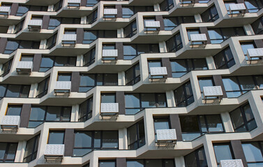 Glazed balconies with units for mounting external air conditioners of a newly built residential...