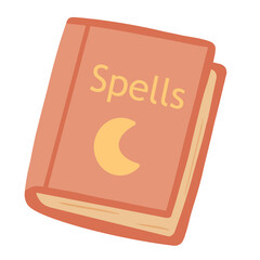 Spell Book with Moon – Cute Halloween Magic Illustration