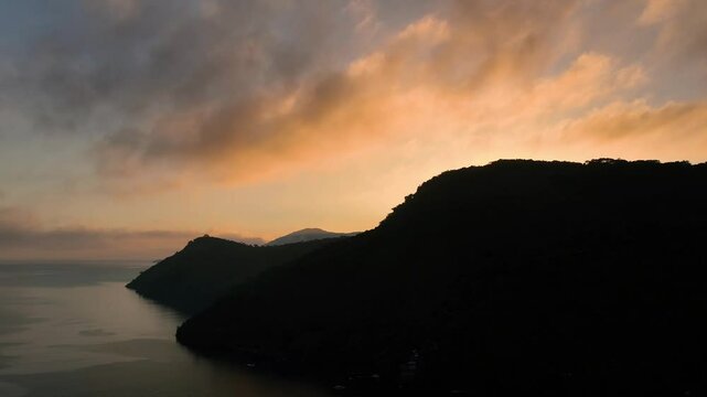 Aerial view of coastline silhouettes, Brazil.